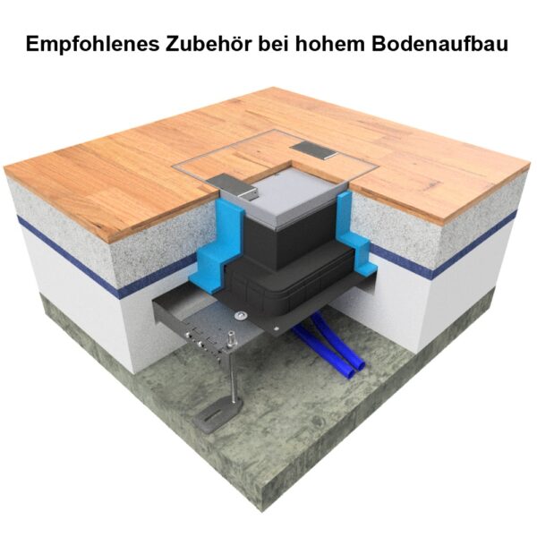 Produktbild UBD 260 257  -  Unterflur-Bodendose UBD 260 inkl. Deckel mit Kante, geschlossen, 15mm Vertiefung und 2 Schnurauslässe